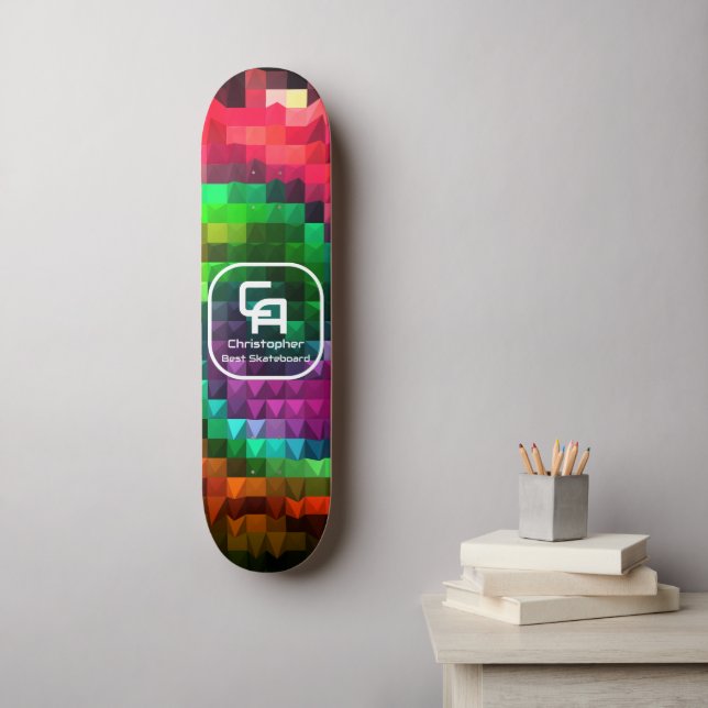 Pyramid Fractal  Monogram Multicolors Skateboard (Wall Art)