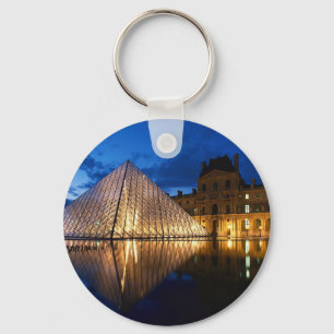 Pyramid in Louvre Museum, Paris, France Key Ring