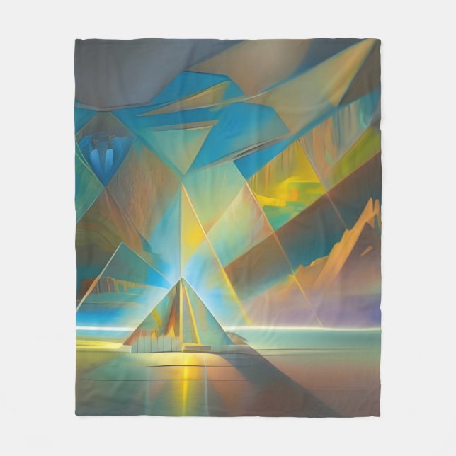 Pyramid Landscape Geometric Abstract Design  Fleece Blanket (Front)