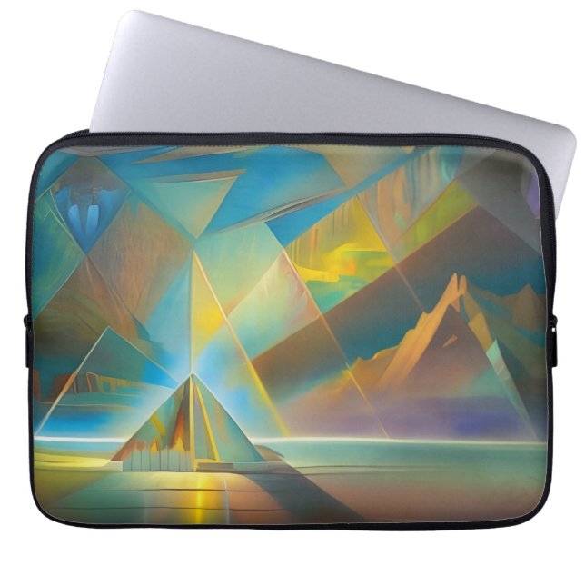 Pyramid Landscape Geometric Abstract Design  Laptop Sleeve (Front)