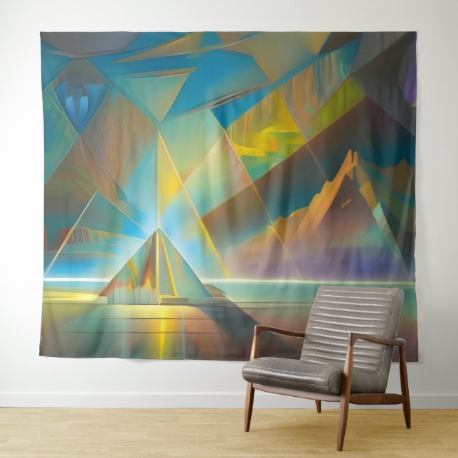 Pyramid Landscape Geometric Abstract Design Tapestry (In Situ (Horizontal))