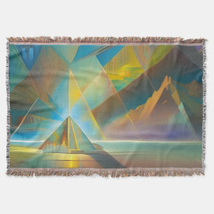 Pyramid Landscape Geometric Abstract Design Throw Blanket