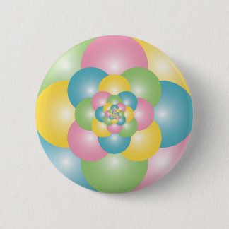 Pyramid of colourful balloons 6 cm round badge