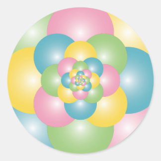 Pyramid of colourful balloons classic round sticker