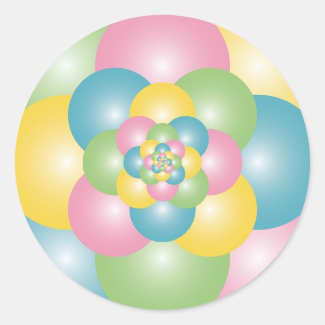 Pyramid of colourful balloons classic round sticker (Front)