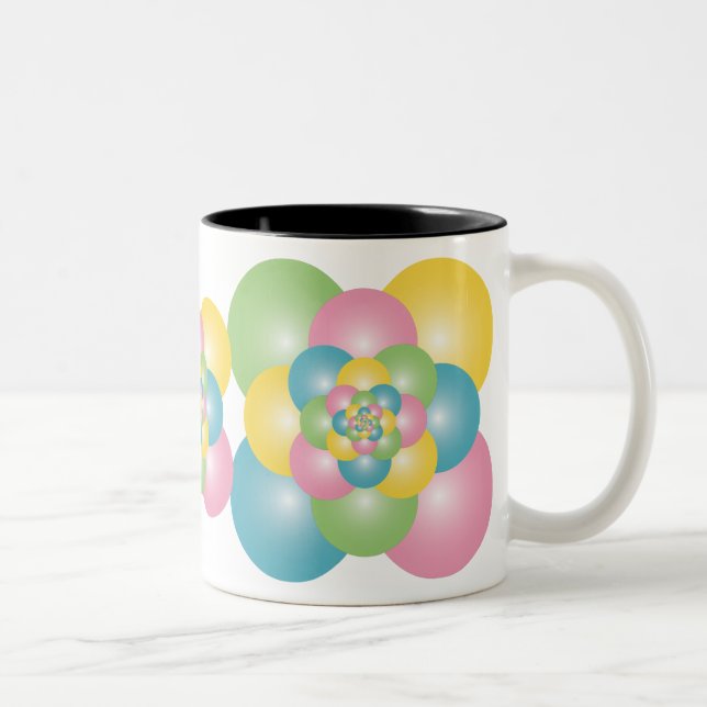 Pyramid of colourful balloons Two-Tone coffee mug (Right)