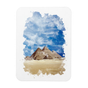 Pyramid of Giza Egypt Watercolor Art Magnet