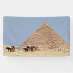 Pyramid of Khafre and a string of chariots Banner