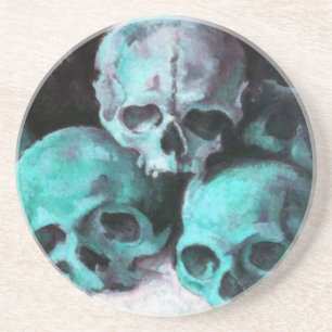 Pyramid of Skulls After Cezanne Coaster