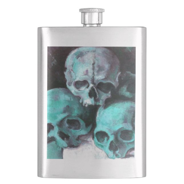 Pyramid of Skulls After Cezanne Hip Flask (Front)