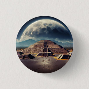 Pyramid of the Moon, Teotihuacan, Mexico Travel 3 Cm Round Badge
