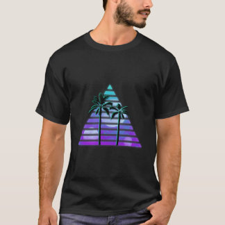 Pyramid Palm Trees Blue Moon Triangle T-Shirt