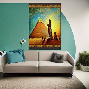 Pyramid, Statues, Egypt   AI Art  Poster