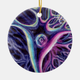 Pyramidal neuron drawing ceramic tree decoration