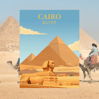 Pyramids and Sphinx Cairo Egypt Vintage Travel  Postcard