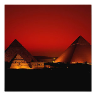 Pyramids at Red Sunset Photo Print