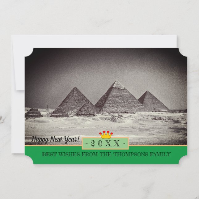 Pyramids, Cairo & Happy New Year! Card /Egypt (Front)
