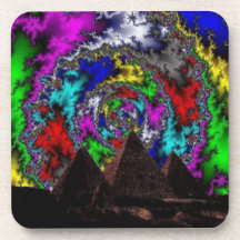 Pyramids In Fractal Background Ceramic Tile