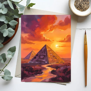 Pyramids of Egypt Sunset Travel Postcard
