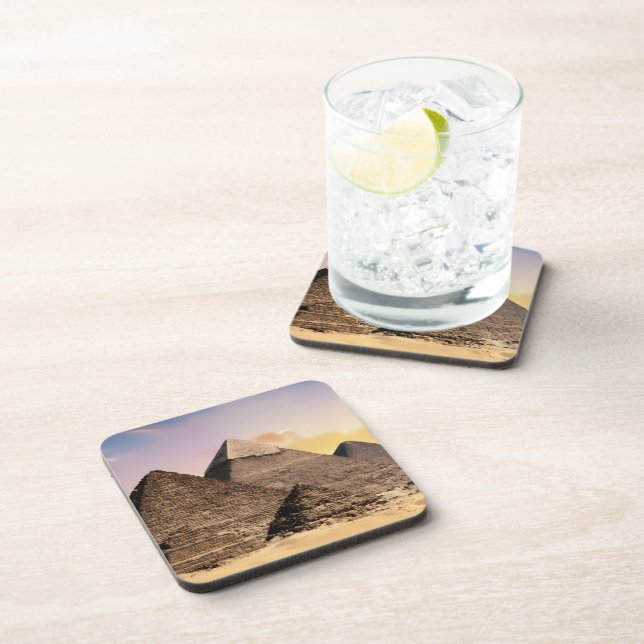 pyramids of giza Ancient Egypt Desert landscape Coaster (Right Side)