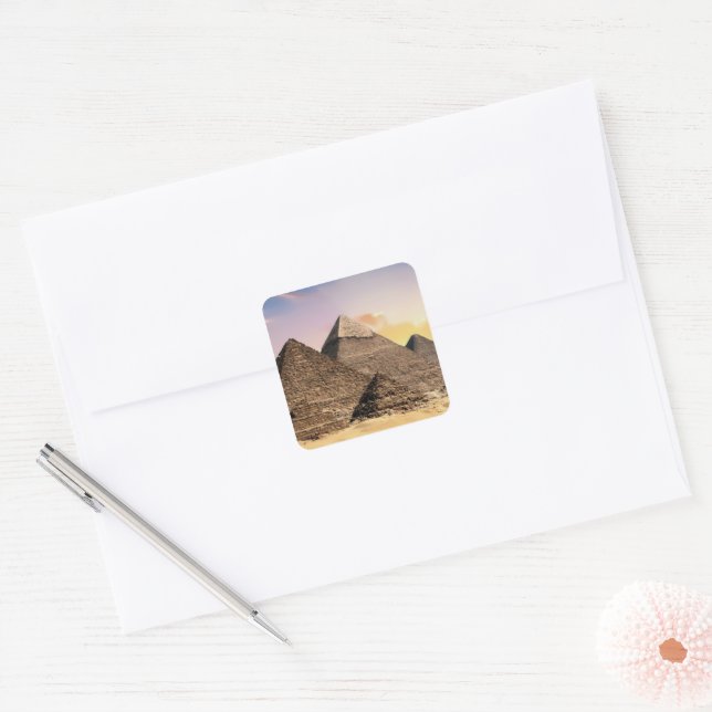pyramids of giza Ancient Egypt Desert landscape Square Sticker (Envelope)