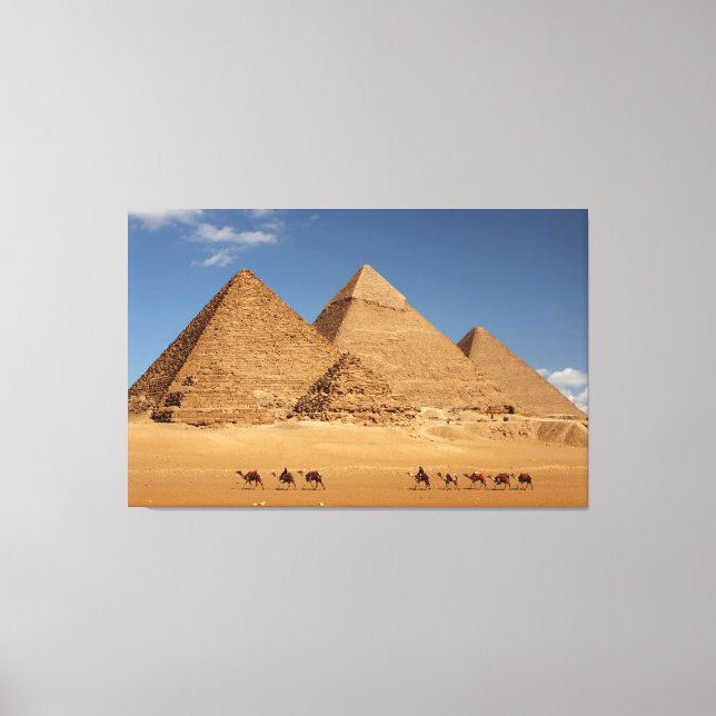 Pyramids Of Giza And Camels Canvas Art (Front)