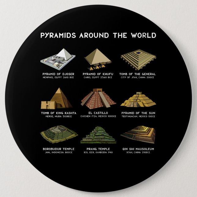 Pyramids Of The World Archaeology Civilisations 6 Cm Round Badge (Front)