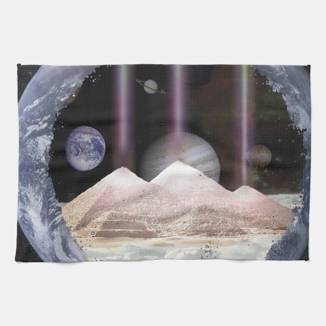 Pyramids Planets Space Tea Towel (Horizontal)