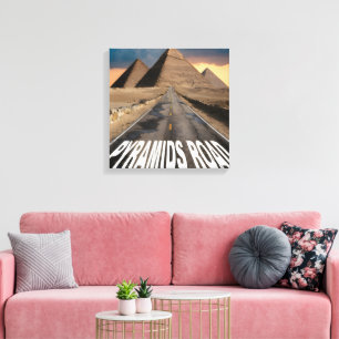 Pyramids Road Egypt Desert Landmark Art Canvas Print
