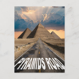 Pyramids Road Egypt Desert Landmark Art Holiday Postcard