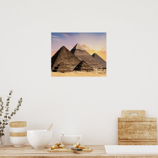 Pyramids Sphinx Ancient Egypt Pharaoh Khufu Desert Poster (Kitchen)