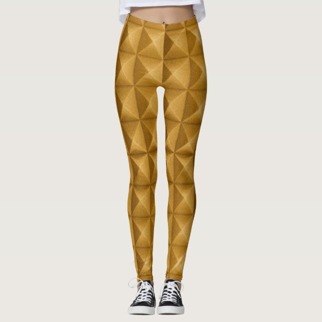 Pyramids, triangles golden texture leggings (Front)