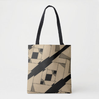 Pyramids Up and Down Yellow on Black Tote Bag