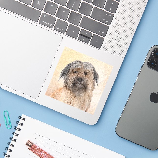 Pyrenean Shepherd Painting - Cute Original Dog Art (Laptop w/ iPhone)