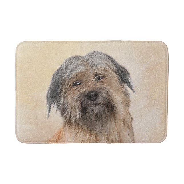 Pyrenean Shepherd Painting - Cute Original Dog Art Bath Mat (Front)