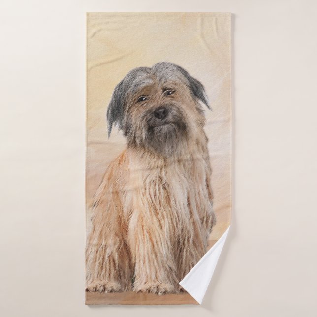 Pyrenean Shepherd Painting - Cute Original Dog Art Bath Towel Set (Bath Towel)