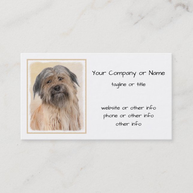 Pyrenean Shepherd Painting - Cute Original Dog Art Business Card (Front)