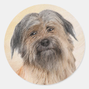 Pyrenean Shepherd Painting - Cute Original Dog Art Classic Round Sticker