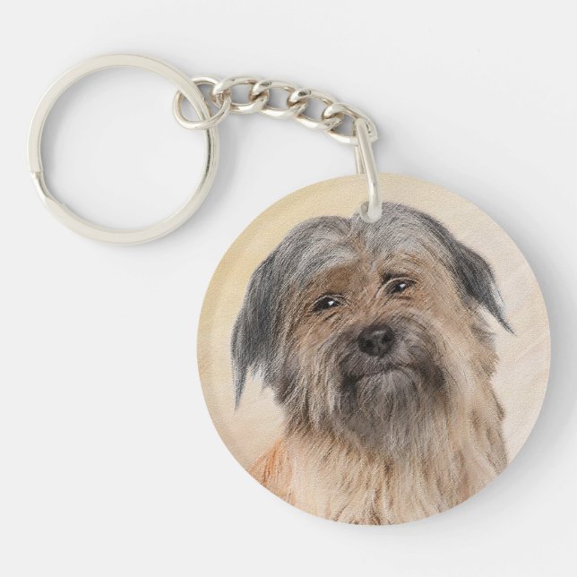 Pyrenean Shepherd Painting - Cute Original Dog Art Key Ring (Front)