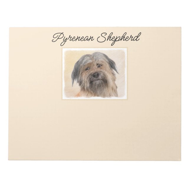 Pyrenean Shepherd Painting - Cute Original Dog Art Notepad (Front)
