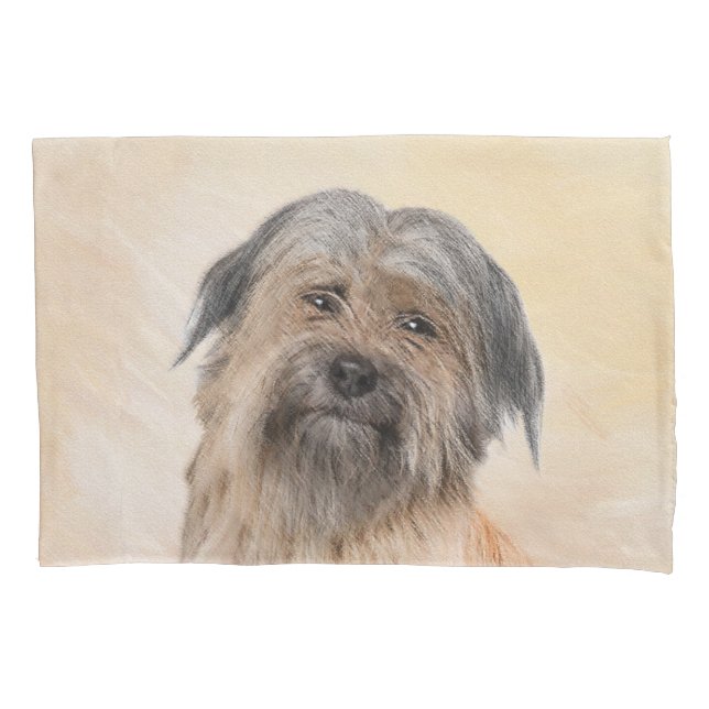 Pyrenean Shepherd Painting - Cute Original Dog Art Pillowcase (Front)