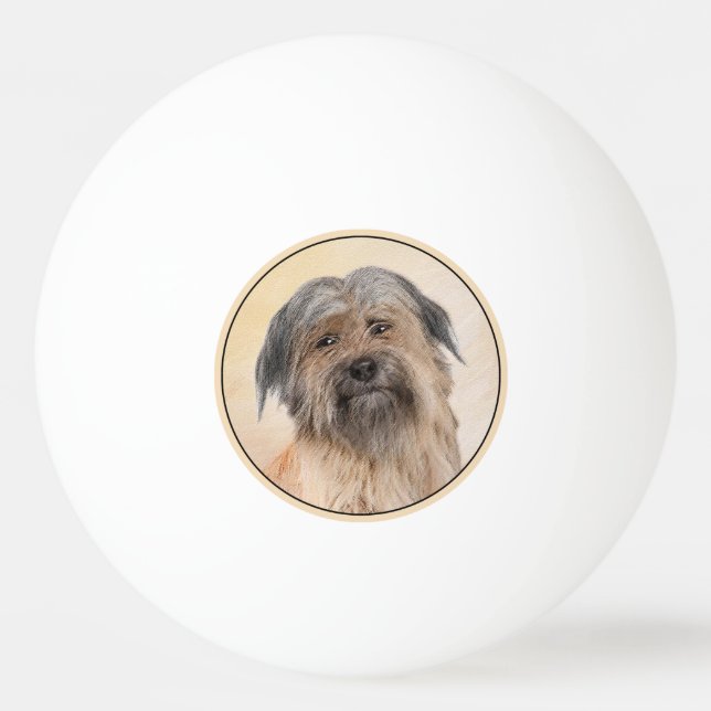 Pyrenean Shepherd Painting - Cute Original Dog Art Ping Pong Ball (Front)