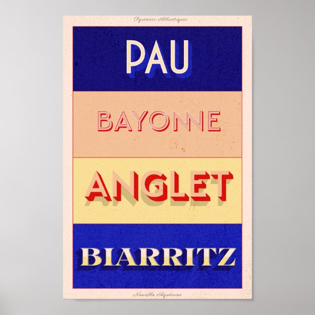 Pyrénées-Atlantiques Nouvelle Aquitaine Art Deco P Poster (Front)