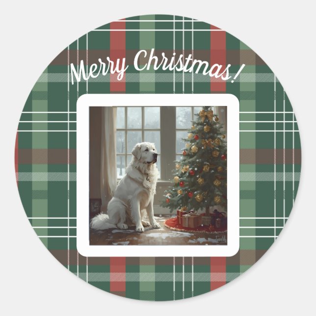 Pyrenees Christmas Round Stickers (Front)