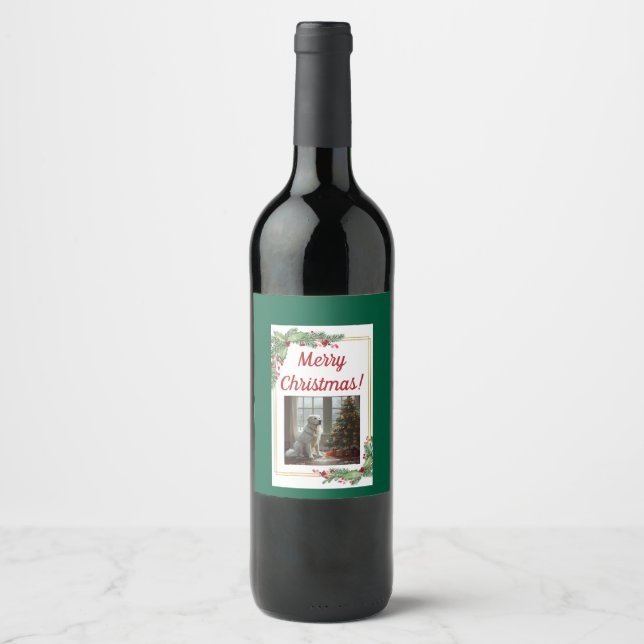 Pyrenees Christmas Wine Bottle Label (Front)