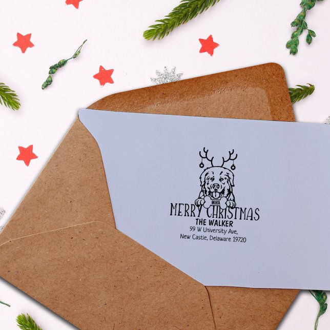 Pyrenees Dog Christmas Return Address  Rubber Stamp (Creator Uploaded)