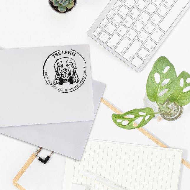 Pyrenees Dog Family Return Address  Rubber Stamp (Creator Uploaded)