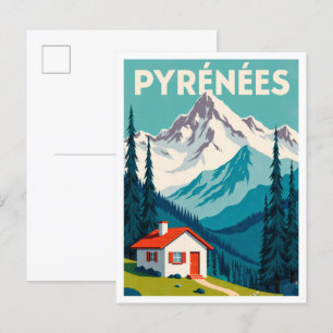 Pyrenees France Art Vintage Illustration Travel Postcard