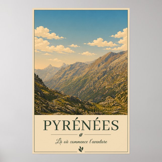 Pyrénées France – Mountains Illustrated Poster (Front)