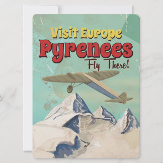 Pyrenees Mountains, Europe vintage Travel poster Invitation